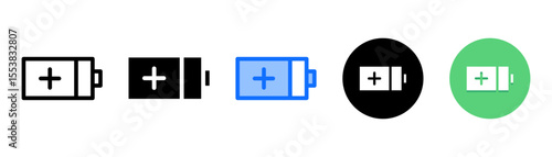 Battery icon set with multiple style collection