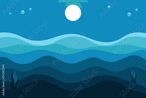 vector illustration of a night landscape with sea