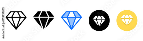 Diamond icon set with multiple style collection