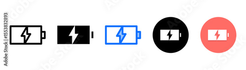 Battery Charge icon set with multiple style collection