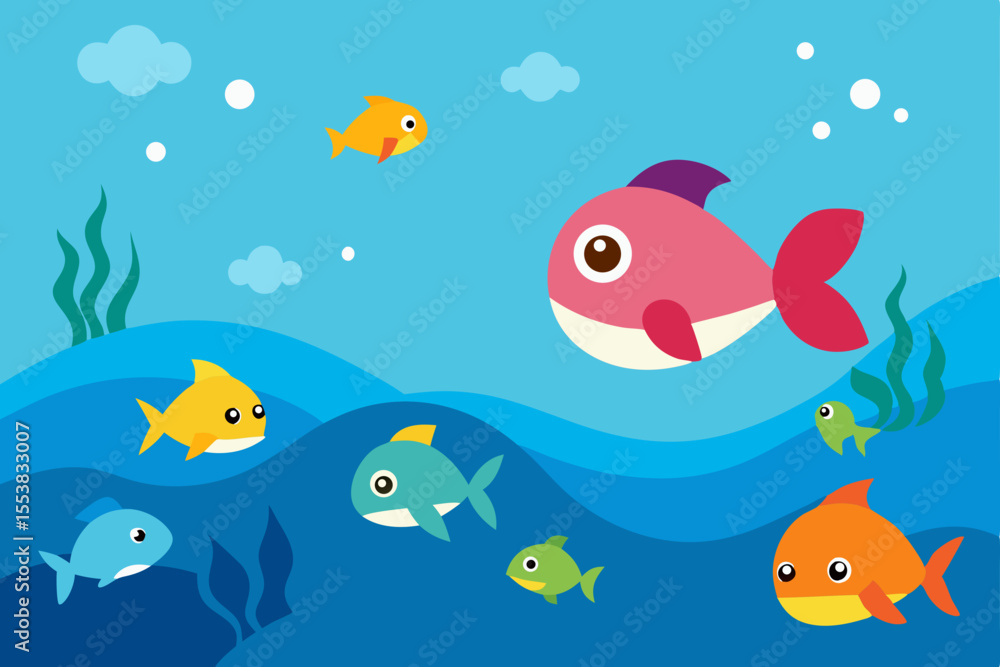 Naklejka premium seamless background with fishes