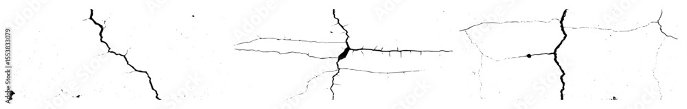 Obraz premium Vector Black cracks depicts fractured surface textures.