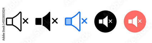 Mute icon set with multiple style collection