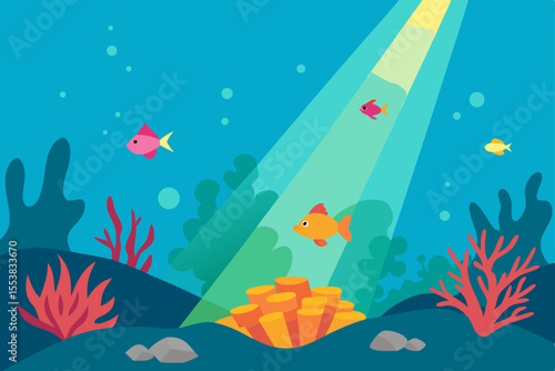 Wallpaper Mural Vibrant tropical coral reef full of marine life and swimming fish, an underwater ocean illustration Torontodigital.ca