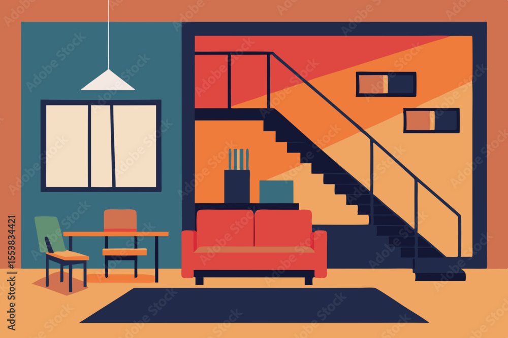 Fototapeta premium Vector illustration of a modern factory building with detailed interior design and architectural elements, perfect for business and industrial concepts