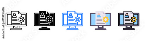 Administration icon set with multiple style collection