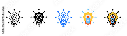 Deployment icon set with multiple style collection