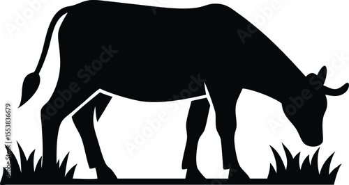 cow grazing vector black icon