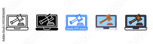 Online Auction icon set with multiple style collection