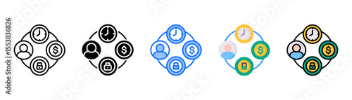 Gig Economy  icon set with multiple style collection