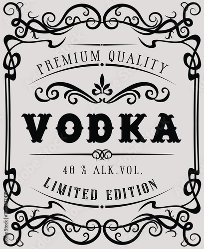 vector image of vintage vodka bottle label