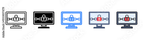 Ransomware icon set with multiple style collection
