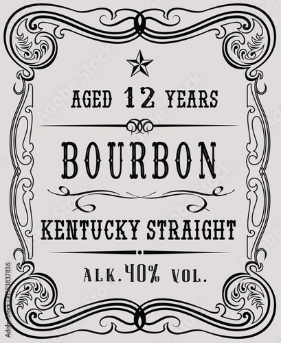 vector image of vintage bourbon bottle label
