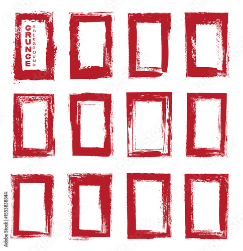 Set of red grunge frame