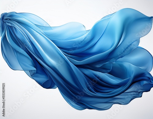 blue flying fabric on a white background isolated background