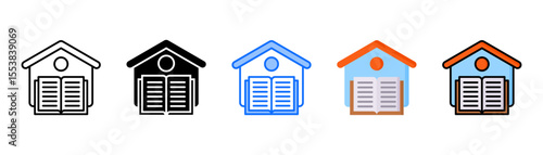 Homeschooling icon set with multiple style collection