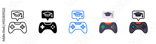 Gamification icon set with multiple style collection