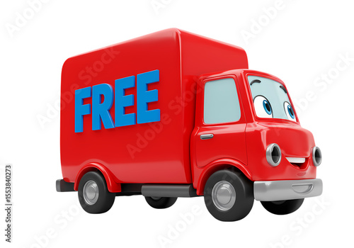 Wallpaper Mural Cheerful Red Delivery Truck A FREE Ride isolated on transparent background Torontodigital.ca