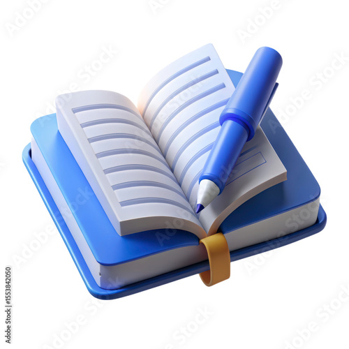 3d rendering notebook with pen on background modern education icon for creative design