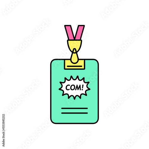 Comic con badge with lanyard and colorful design for events  