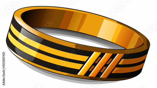 Beautiful 3D Bold black and orange bracelet with yellow stripe, a stylish accessory for everyday wear special occasions white background