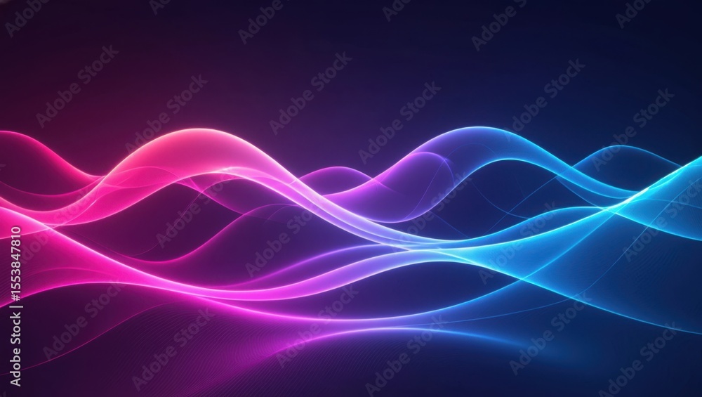Fototapeta premium Abstract flowing waves of vibrant neon pink and electric blue light creating a mesmerizing digital art background