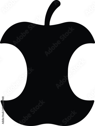 Video Apple core silhouette showing biting for concept symbol