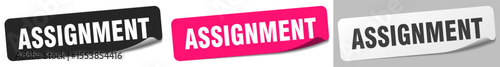 assignment sticker. assignment sticker set on white background