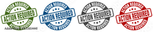 action required stamp. action required round stamp set isolated on white background
