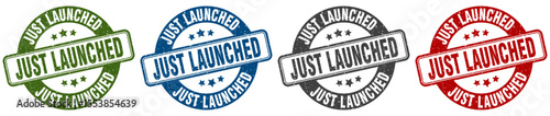 just launched stamp. just launched round stamp set isolated on white background