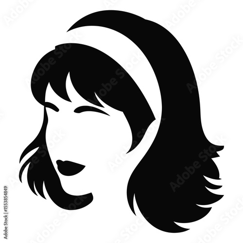Stylish Black and White Silhouette of a Woman with a Headband