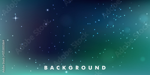 abstract background with a gradient from dark blue to turquoise, filled with small white stars and light flashes.