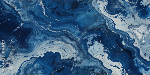 Beautiful abstract blue and white marble luxurious wall grunge background. Blue marble stone wall texture.	