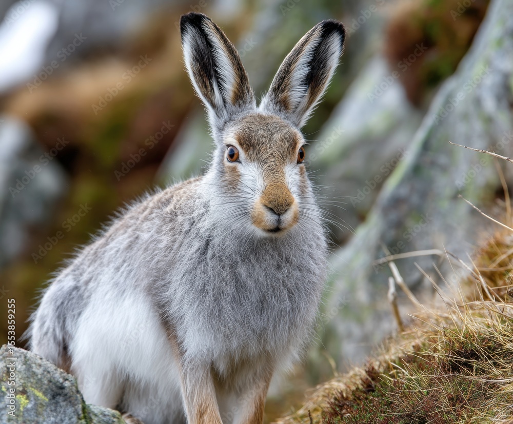 Fototapeta premium Mountain hare, Lepus timidus, in the wild