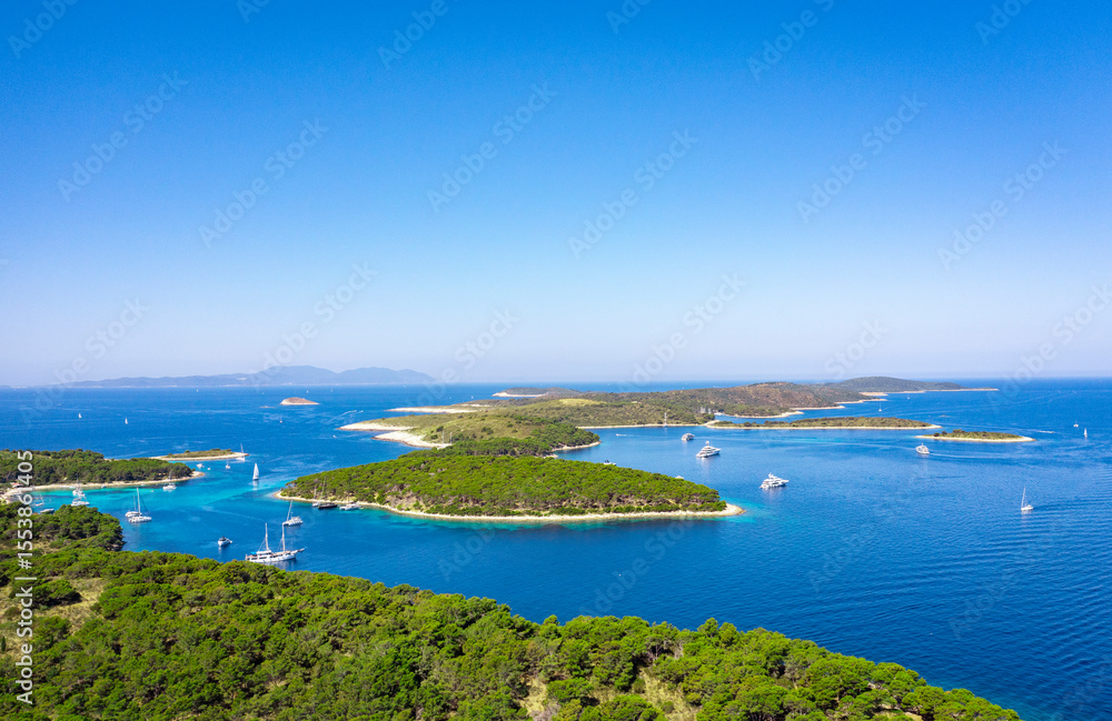 Fototapeta premium Aerial view of Paklinski Islands in Hvar, Croatia