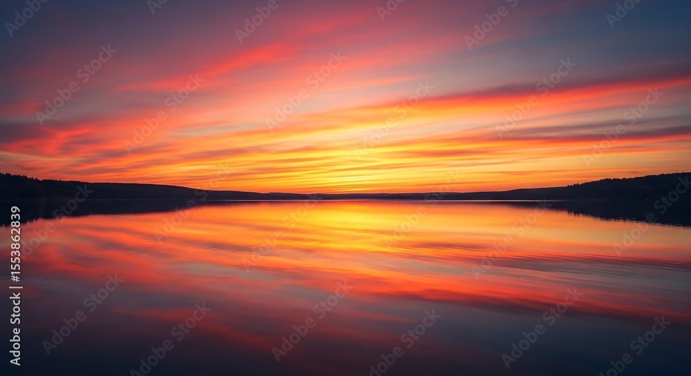 Naklejka premium sunset over the lake