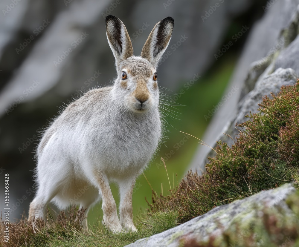 Fototapeta premium Mountain hare, Lepus timidus, in the wild
