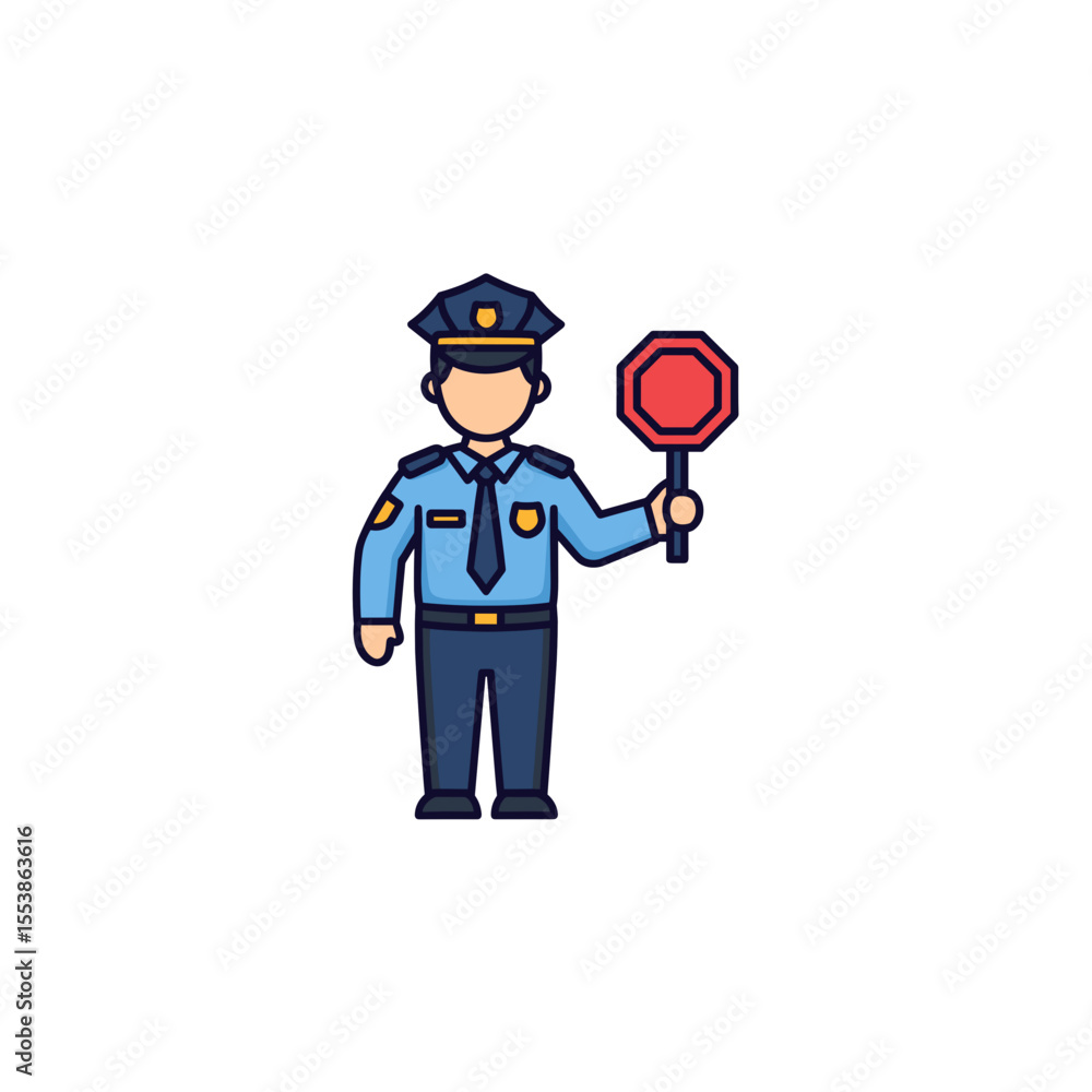 Police Officer Icon Stop Sign, Law Enforcement, Security, Safety Police Officer Icon Stop Sign, Law Enforcement, Security, Safety