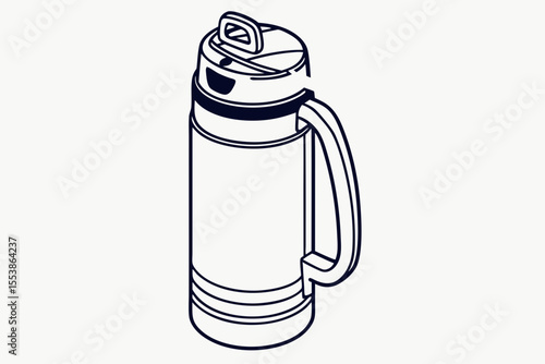 insulated travel thermos flat color vector illustration template design