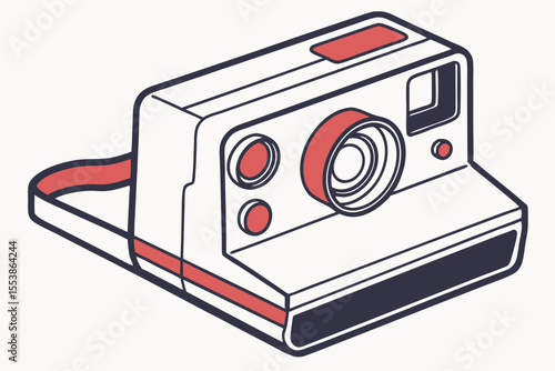compact digital camera flat color vector illustration template design