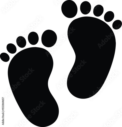 Video of black footprint silhouette for baby announcements or design