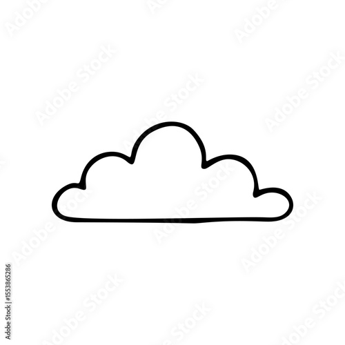 A simple, minimalistic cloud design is shown. The puffy white cumulus cloud is drawn in black lines, creating a basic icon or vector art illustration