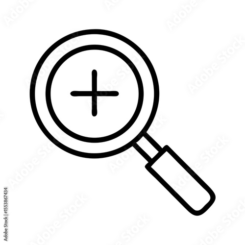 Magnifying glass icon with plus sign for zooming in feature  