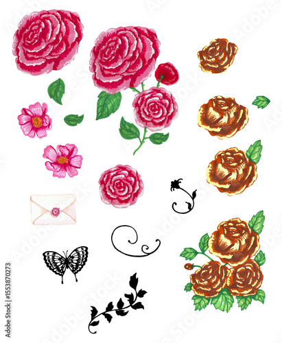 markers floral elements clipart
