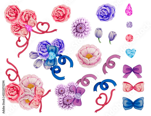 color flowers elements clipart