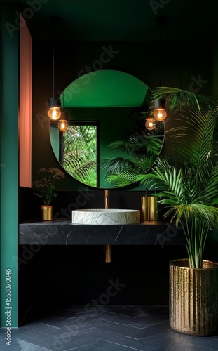 Modern Bathroom Design Featuring Green Tones and Natural Elements