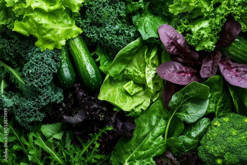 Fresh and Vibrant Assortment of Green Vegetables in a Healthy Arrangement for...
