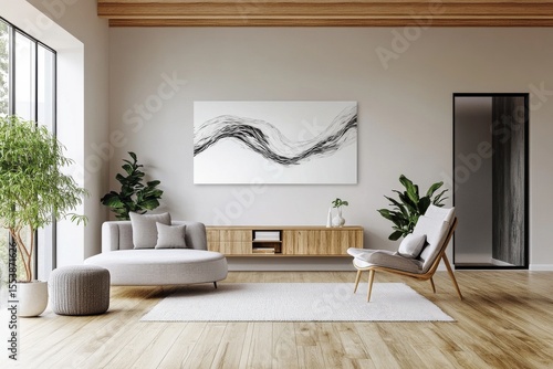 Modern Interior Design Featuring Minimalist Decor and Abstract Art in a Cozy ...