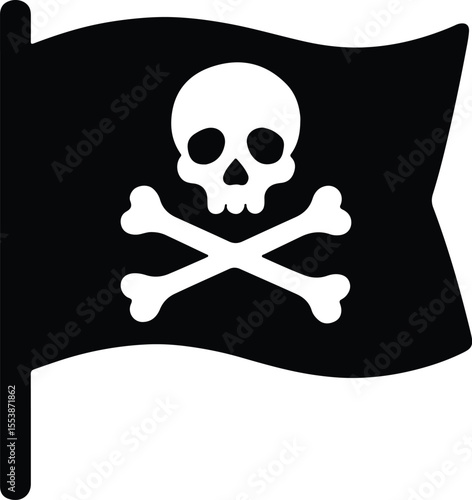 Video Pirate flag with skull and crossbones waving
