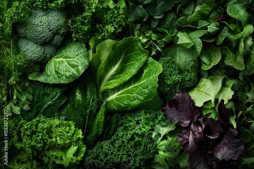 Fresh and Vibrant Assortment of Green Vegetables in a Healthy Arrangement for...